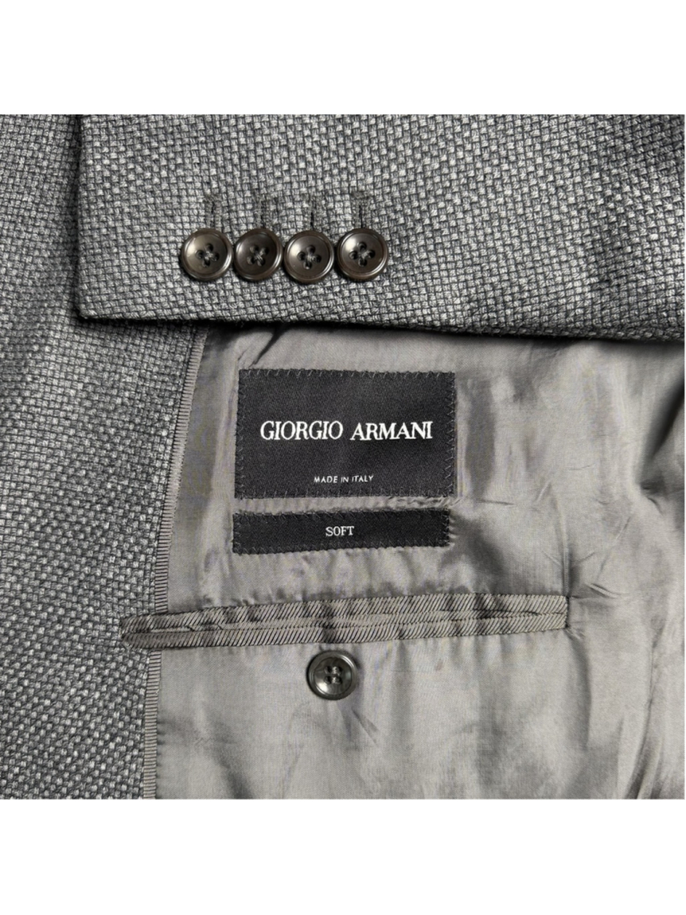 Giorgio Armani Italy Soft Mens Virgin Wool Cashmere Micro Check Blazer 50R / 60